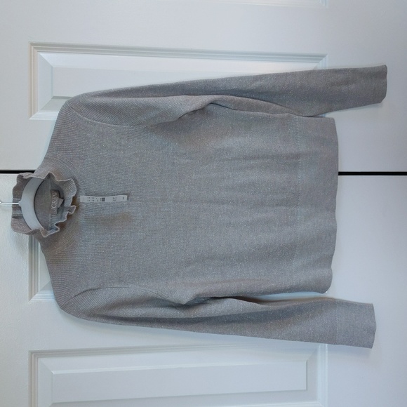J. Crew Metallic Merino Wool Ruffleneck Sweater - Picture 3 of 9